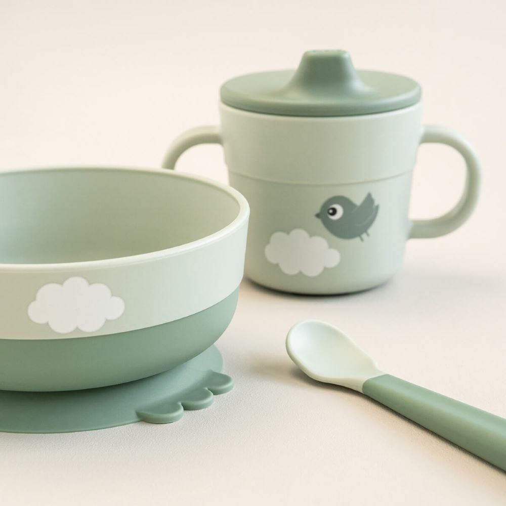 DONE BY DEER Foodie First meal ruokailusetti Happy Clouds - Green