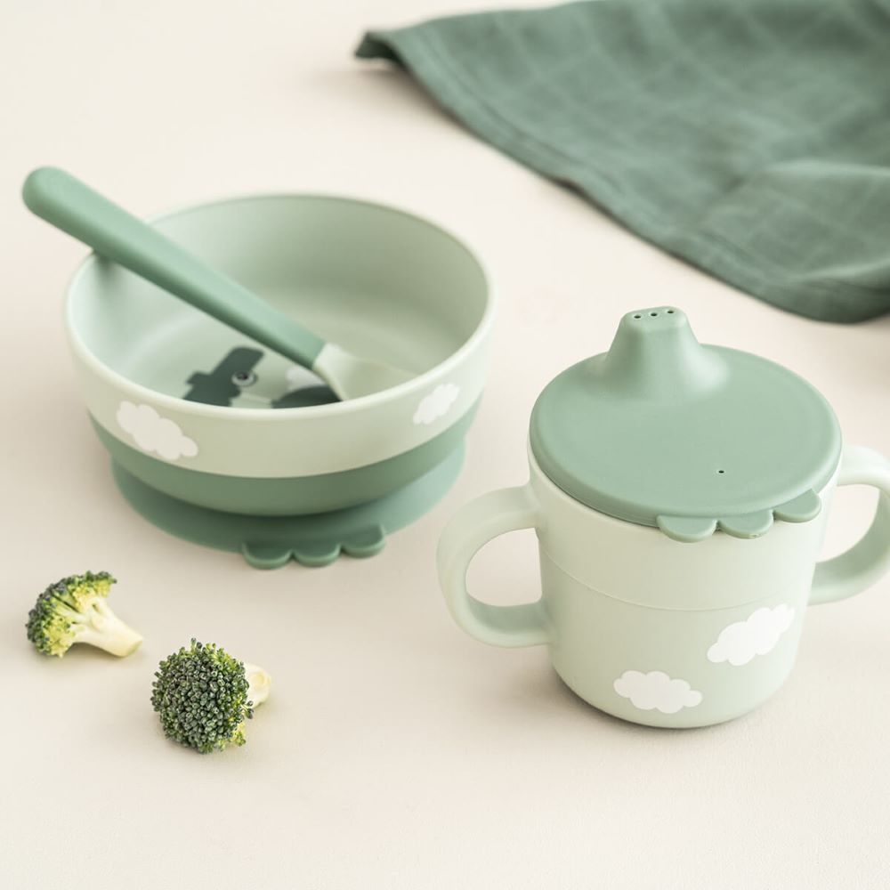 DONE BY DEER Foodie First meal ruokailusetti Happy Clouds - Green