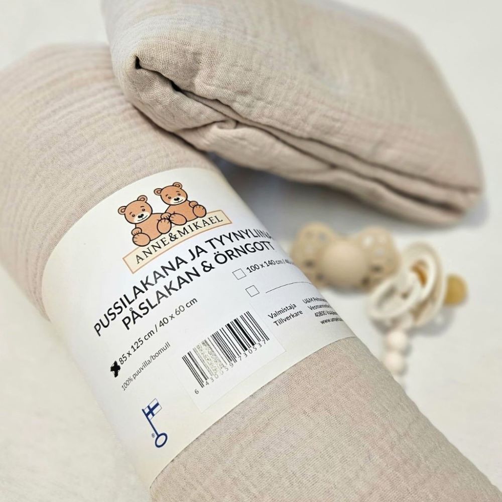 ANNE&MIKAEL Muotoonommeltu harso aluslakana (60x120cm) - Oat beige