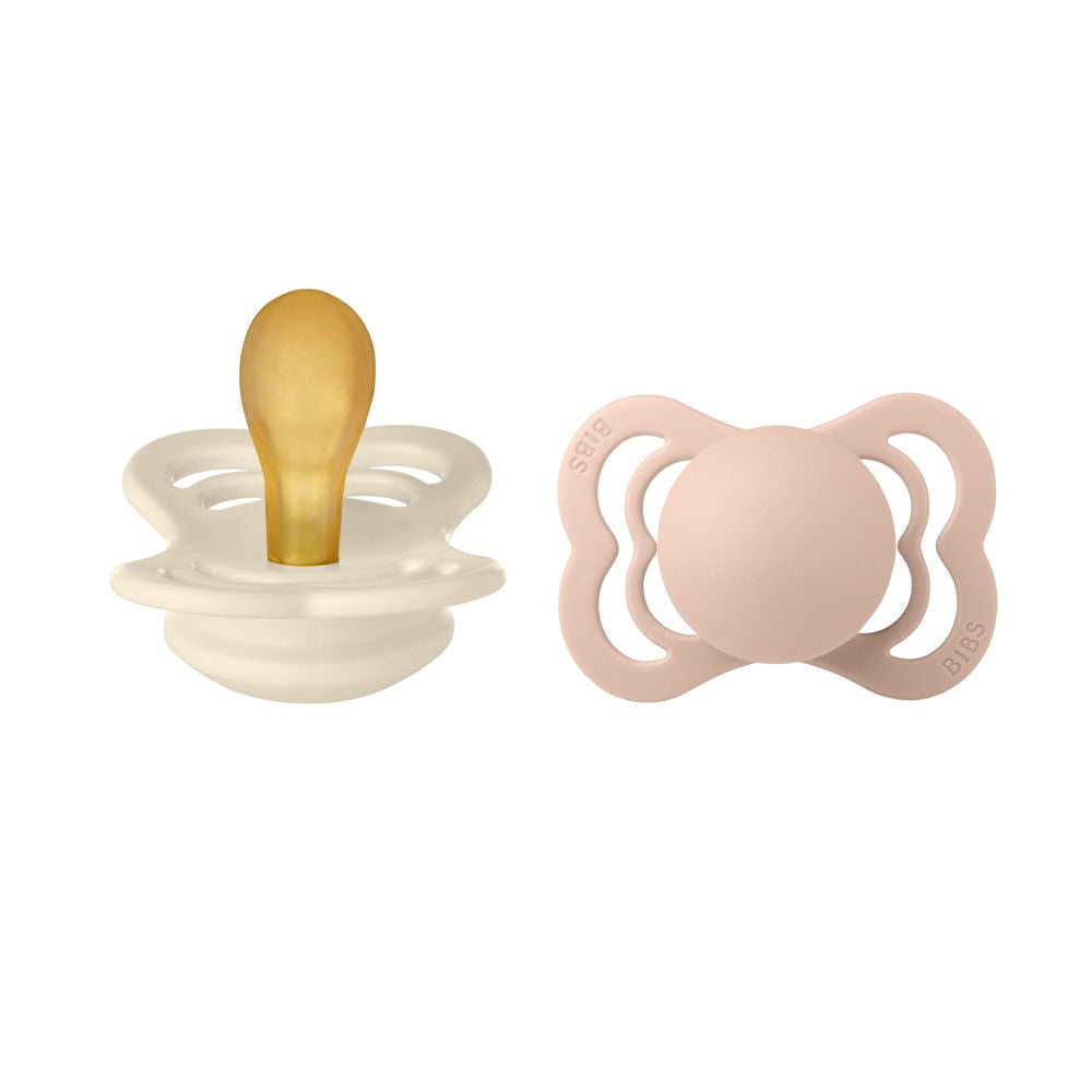 BIBS Supreme tutti 2-pack (koko 1), luonnonkumi - Ivory/Blush