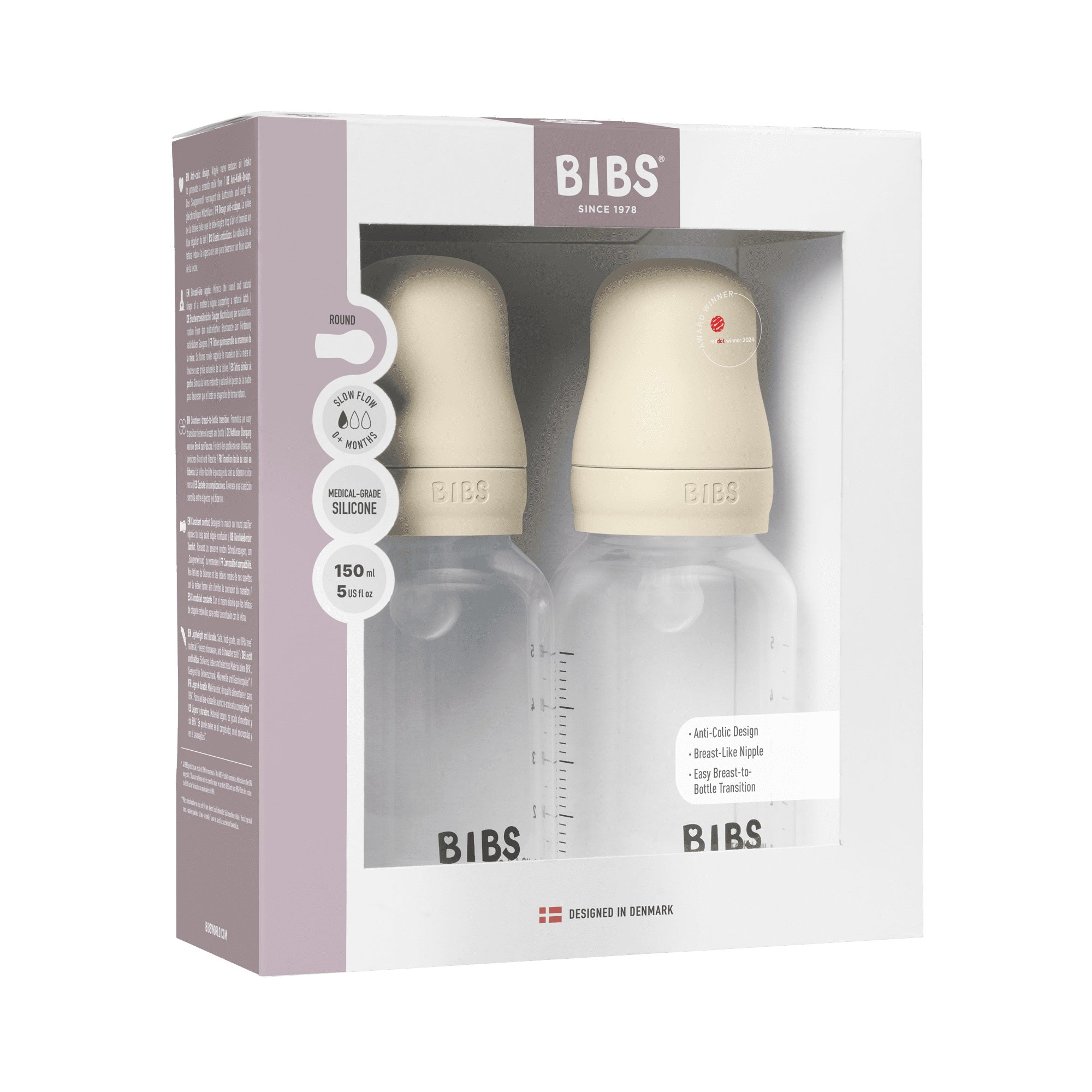 BIBS Tuttipullopakkaus, 150ml Ivory.