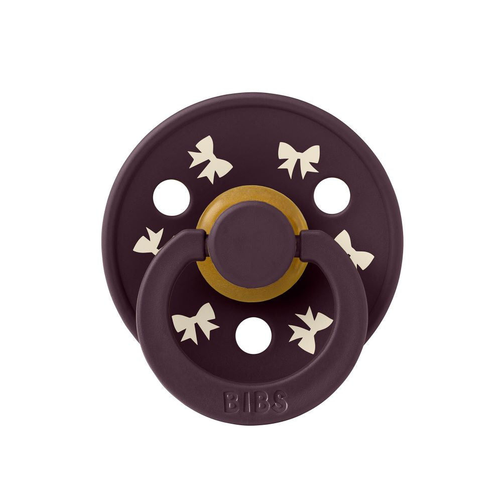 BIBS Colour Holiday Bow tutti 2-pack (koko 2), luonnonkumi - Ivory/Plum