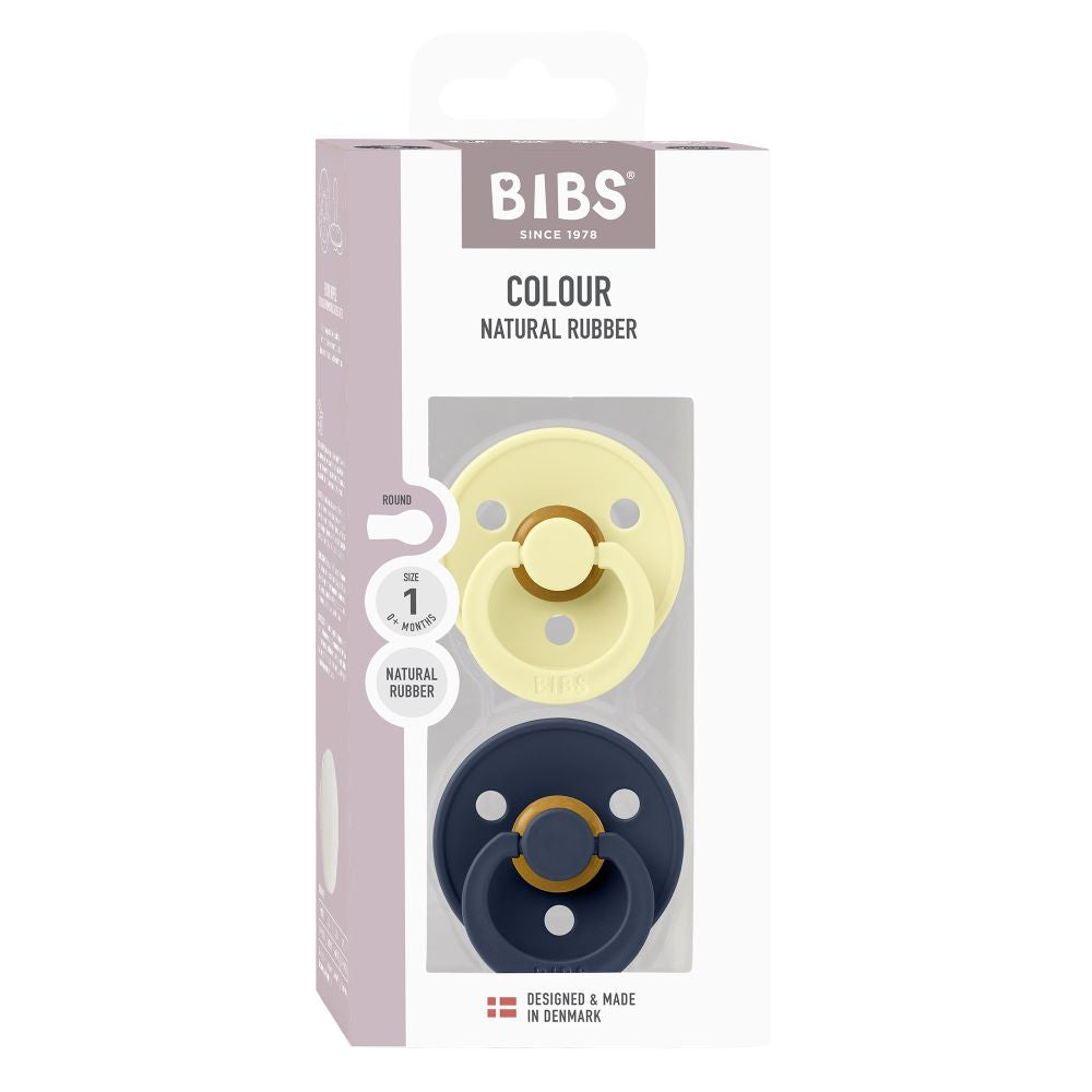 BIBS Colour tutti 2-pack (koko 1), luonnonkumi - Luna/Deep space