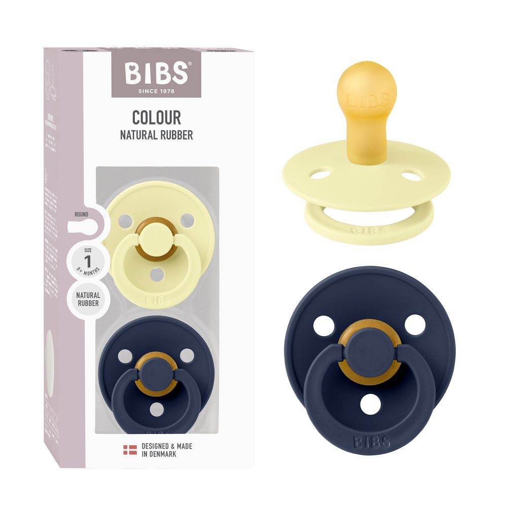 BIBS Colour tutti 2-pack (koko 1), luonnonkumi - Luna/Deep space