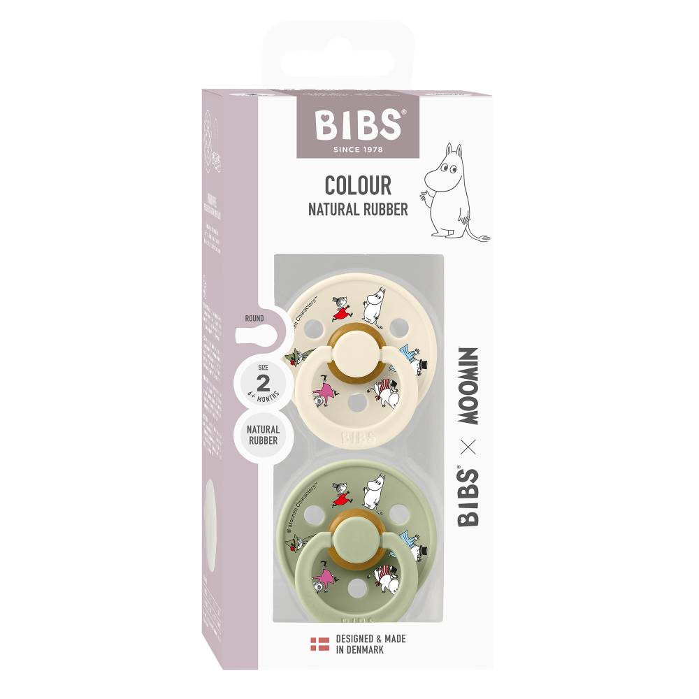 BIBS x Moomin Colour tutti 2-pack (koko 2), luonnonkumi -  Ivory Mix