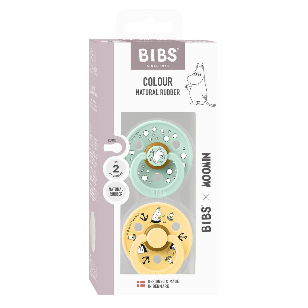 BIBS x Moomin Colour tutti 2-pack (koko 2), luonnonkumi - Nordic Mint Mix