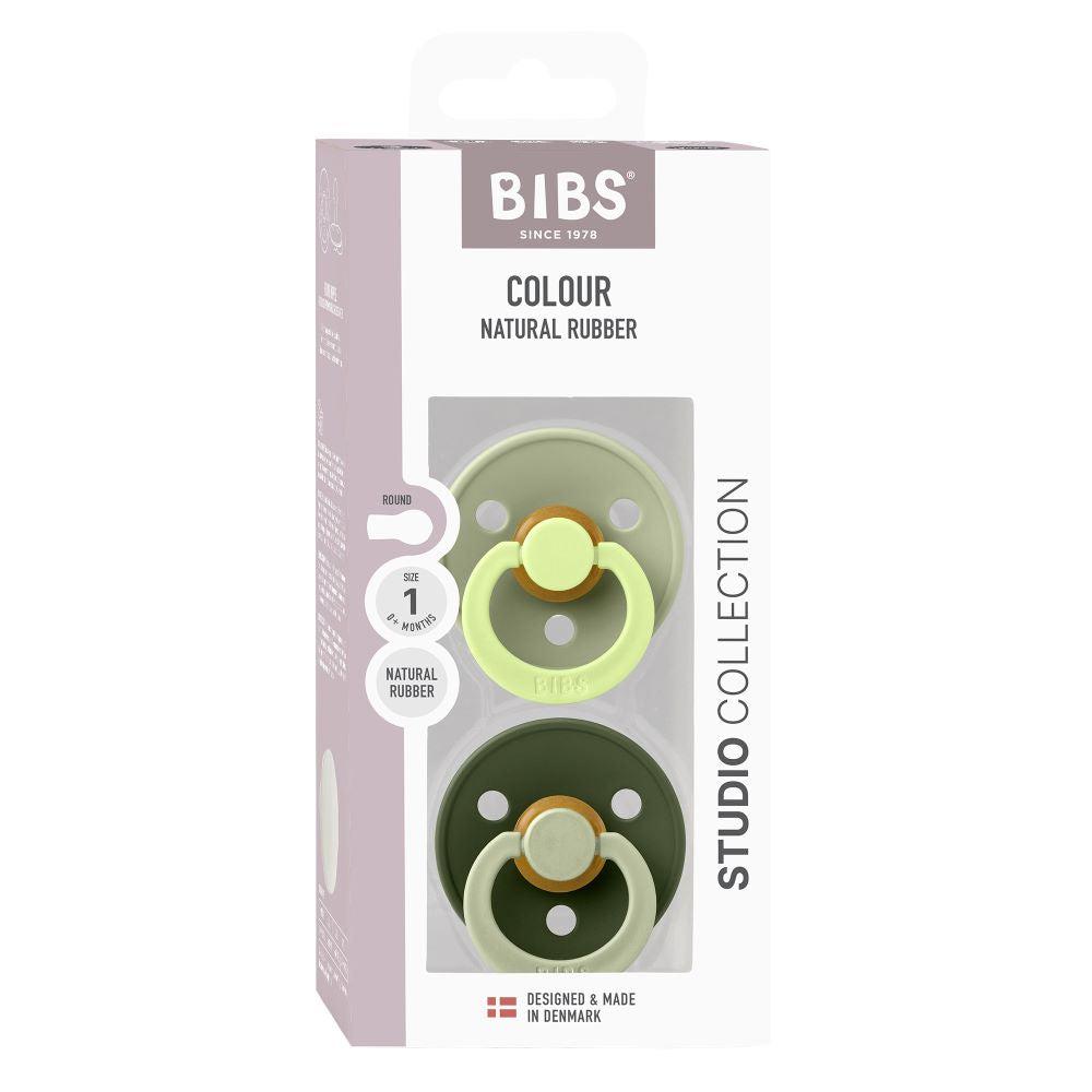 BIBS Studio Colour Fusion tutti 2-pack (koko 1), luonnonkumi - Sage Hunter Green mix