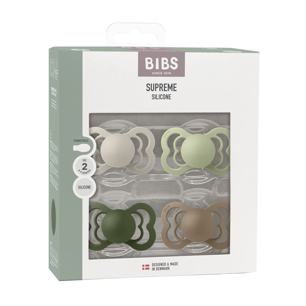 BIBS Supreme tutti 4-pack (koko 2), silikoni - Sand/Sage/Huntergreen/Dark Oak