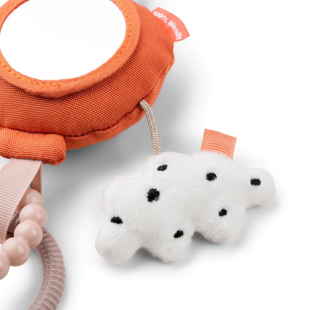 DONE BY DEER Aktiviteetti-/Vaunulelu To go activity mirror - Happy clouds papaya