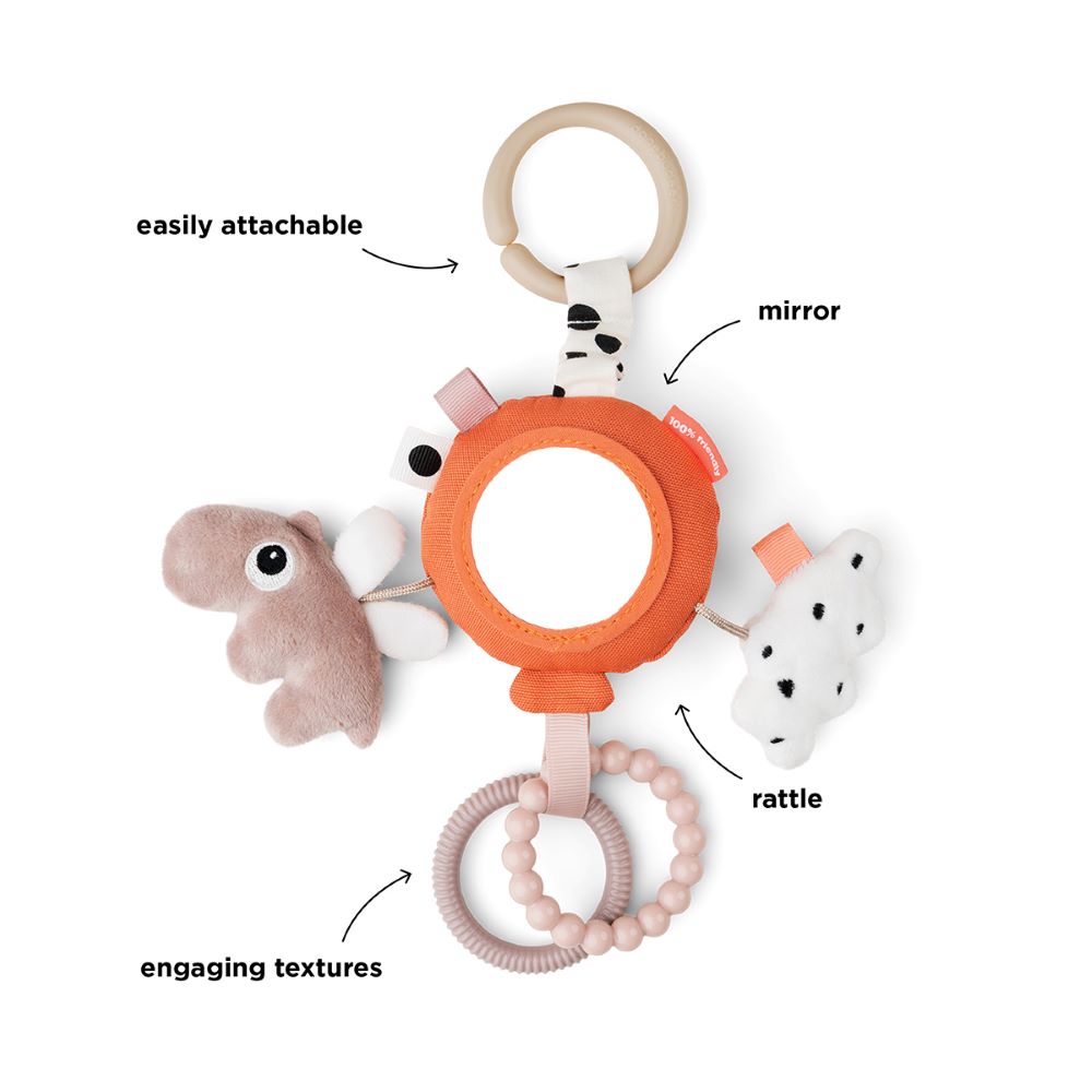 DONE BY DEER Aktiviteetti-/Vaunulelu To go activity mirror - Happy clouds papaya