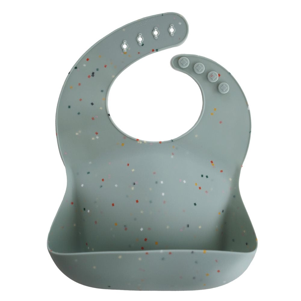 Mushie silikoninen ruokalappu, vihreä confetti.