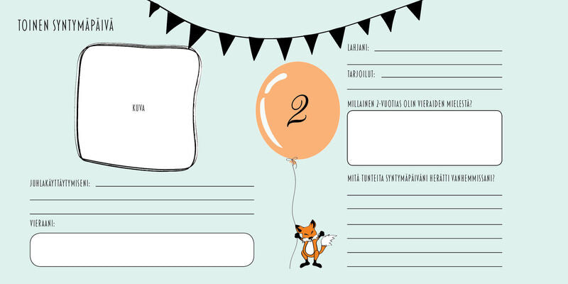 Rakastettu vauvakirja minttu, toinen syntymäpäivä.