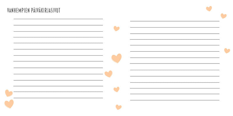 Rakastettu vauvakirja minttu, vanhempien päiväkirjasivut.