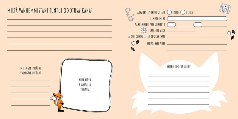 Rakastettu vauvakirja minttu, vahemmat.