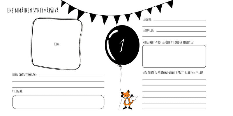 Rakastettu vauvakirja minttu, ensimmäinen syntymäpäivä.