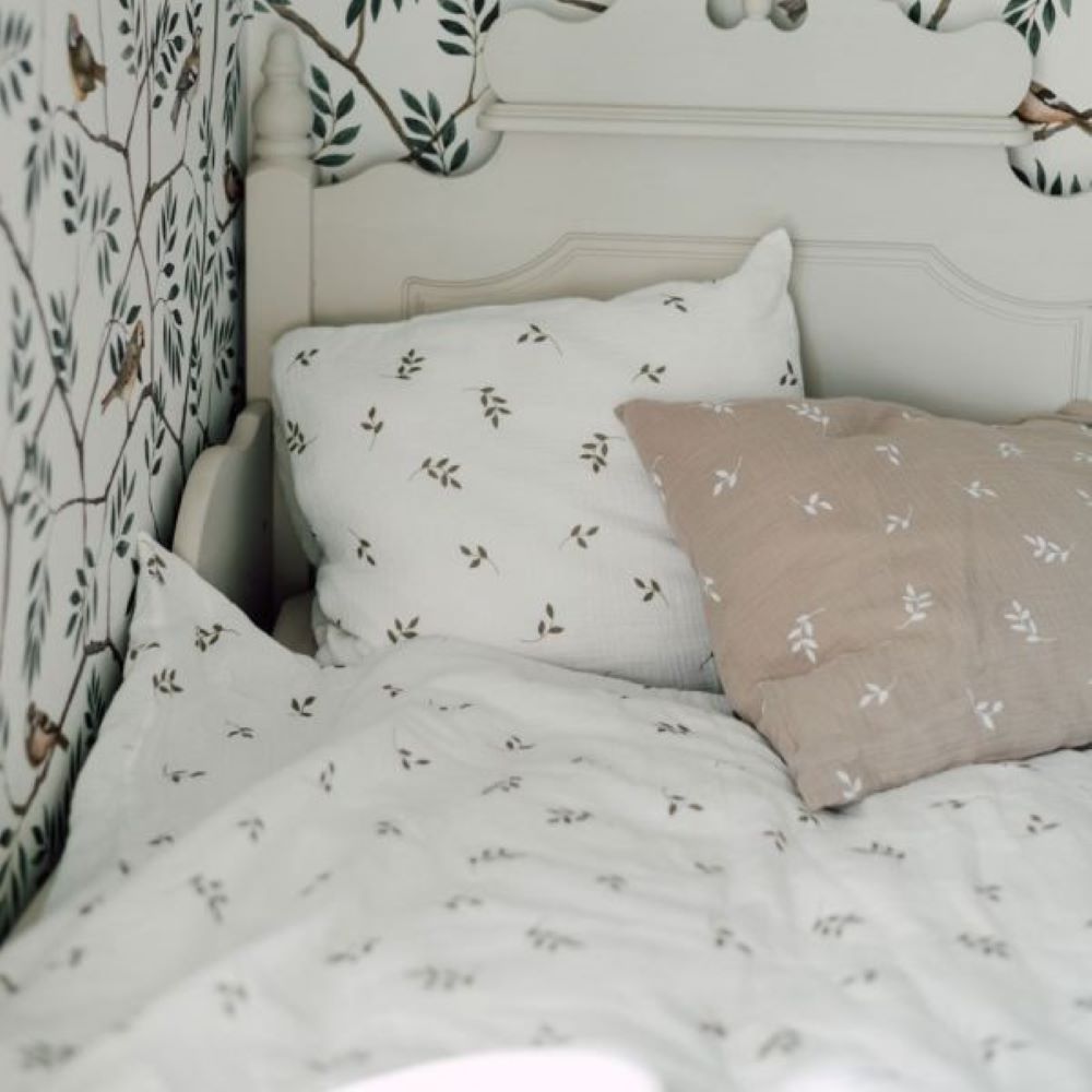 TISU Vauvan pussilakanasetti harso (85x125cm) - Cream Leaves