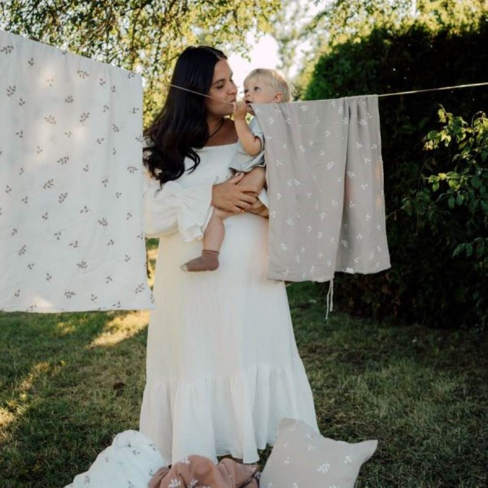 TISU Vauvan pussilakanasetti harso (85x125cm) - Cream Leaves