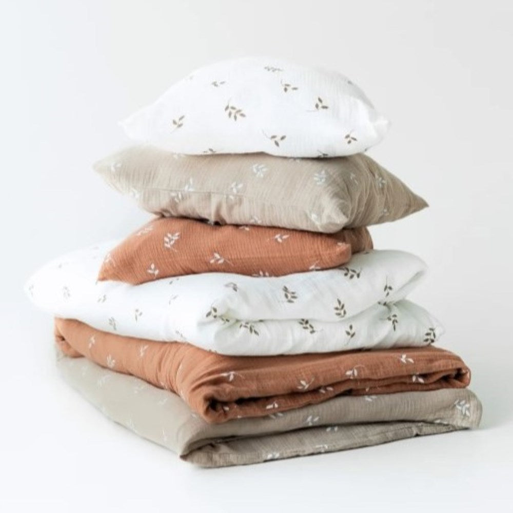 TISU Vauvan pussilakanasetti harso (85x125cm) - Cream Leaves