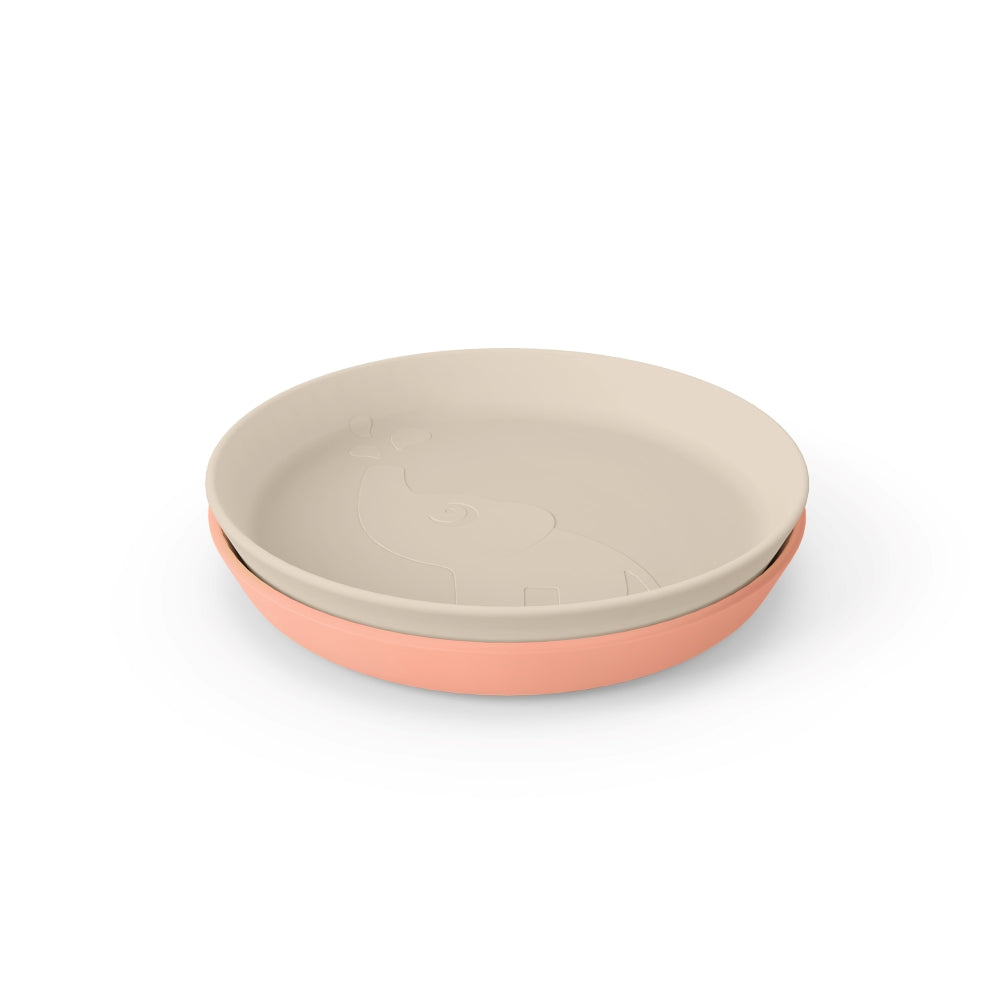 DONE BY DEER Kiddish lautanen 2-pack Elphee - Sand/Coral.