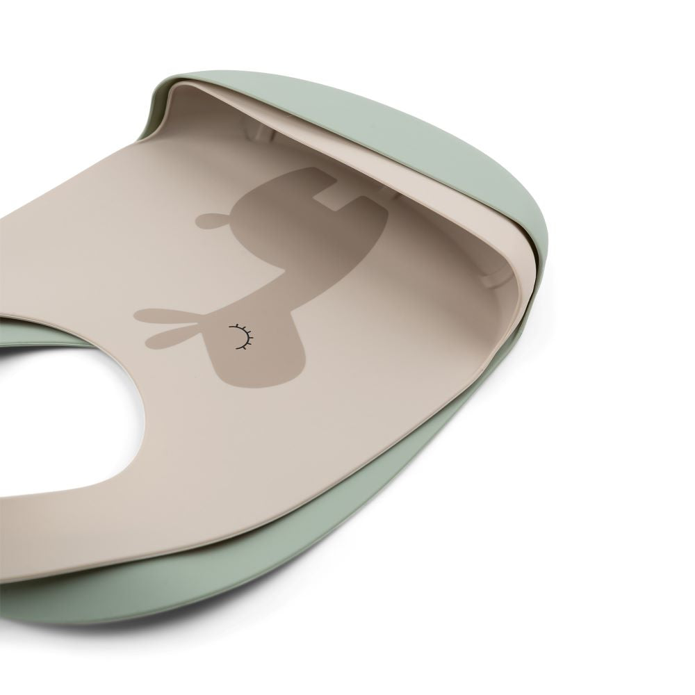 DONE BY DEER Silikoninen ruokalappu 2-pack Lalee Sand ja Green.