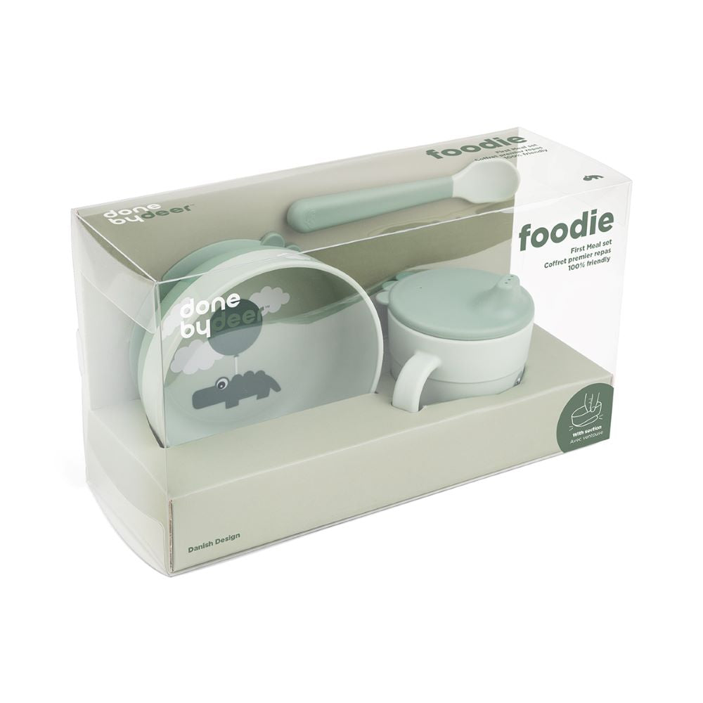 DONE BY DEER Foodie First meal ruokailusetti Happy Clouds - Green