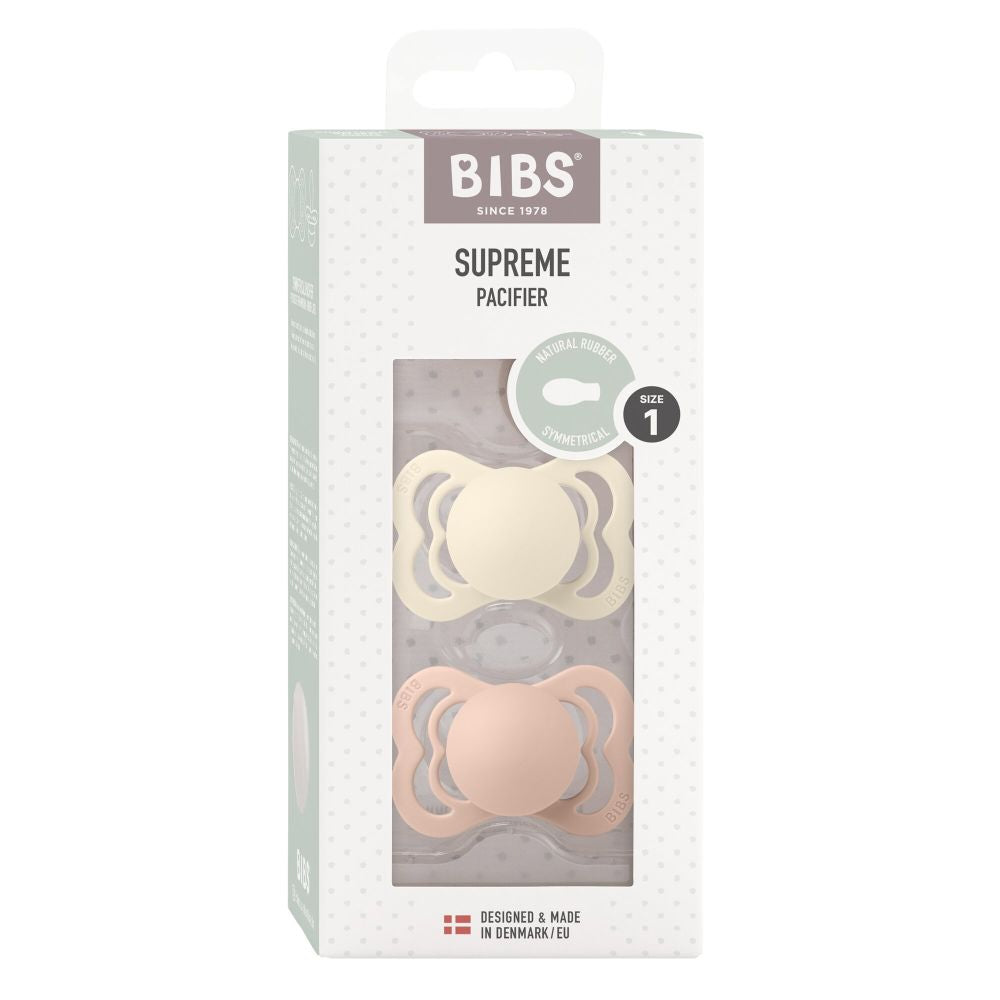 BIBS Supreme tutti 2-pack (koko 1), luonnonkumi - Ivory/Blush