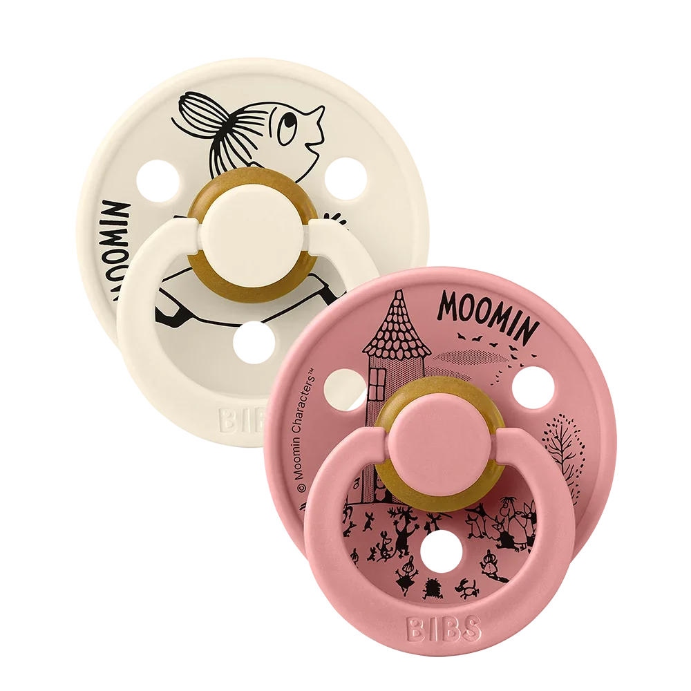 BIBS x Moomin Colour tutti 2-pack (koko 1), luonnonkumi -  Ivory/Dusty Pink