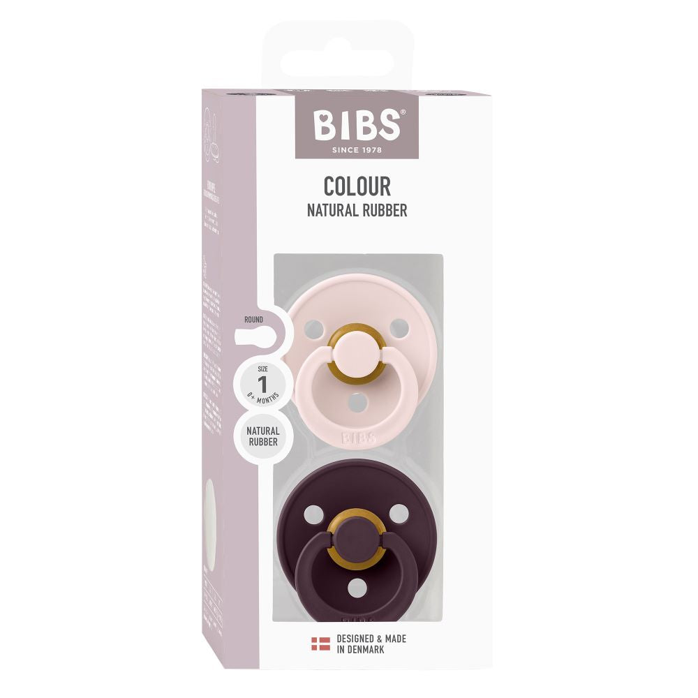 BIBS Colour tutti 2-pack (koko 1), luonnonkumi -  Petal/Plum