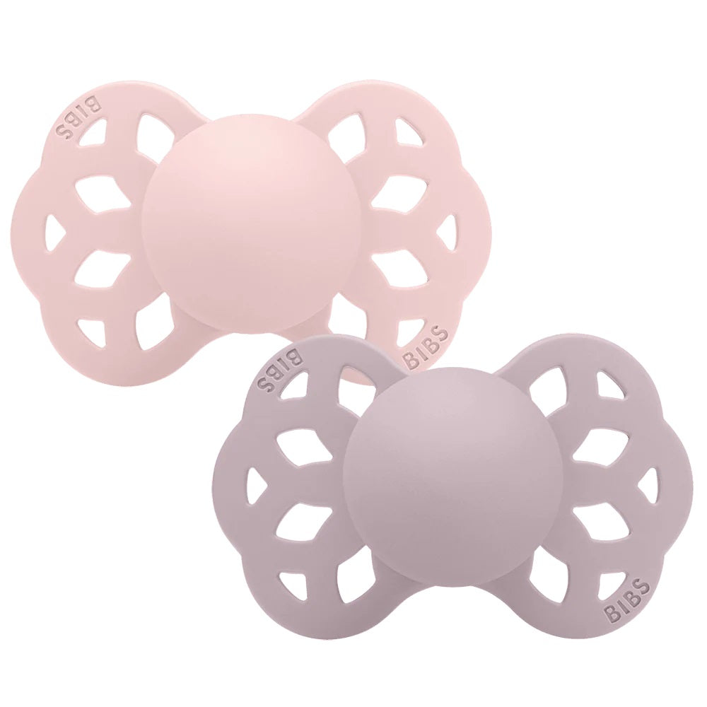 BIBS Infinity tutti 2-pack (koko 1), silikoni - Blossom/Dusky Lilac