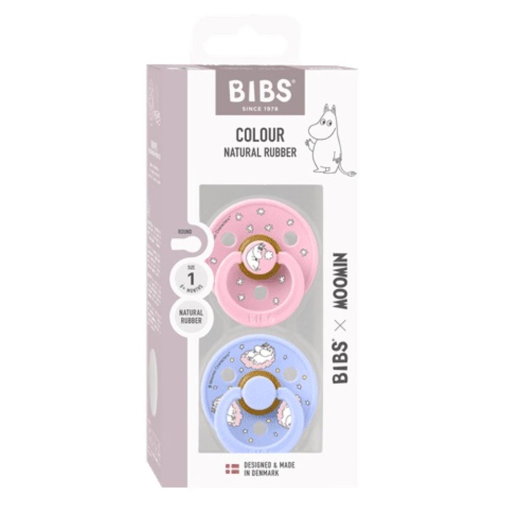 BIBS x Moomin Colour tutti 2-pack (koko 1), luonnonkumi -  Baby Pink Mix