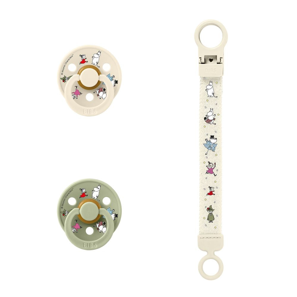 BIBS x Moomin Colour Gift Set lahjapakkaus (koko 2), luonnonkumi -  Ivory/Sage