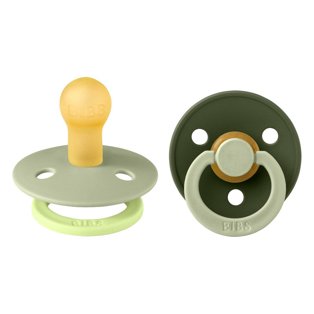 BIBS Studio Colour Fusion tutti 2-pack (koko 1), luonnonkumi - Sage Hunter Green mix