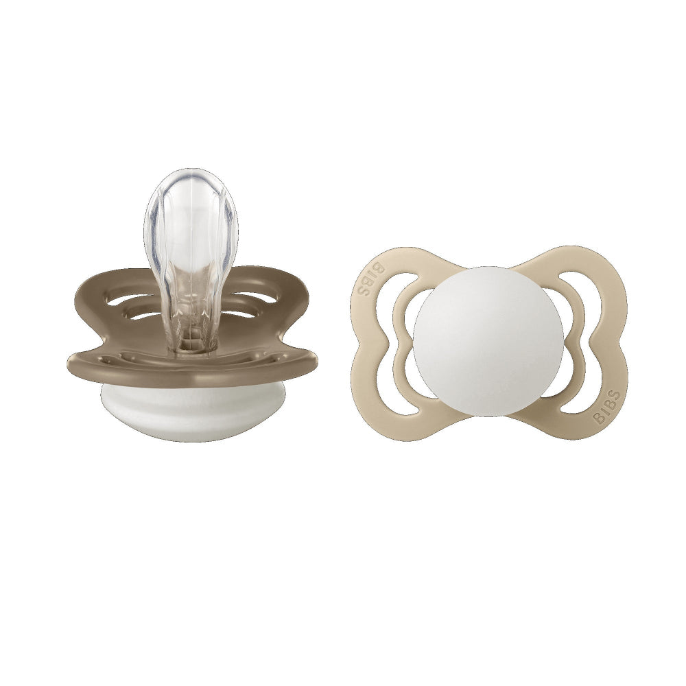 BIBS Supreme silikonitutit, vanilla/dark oak glow.