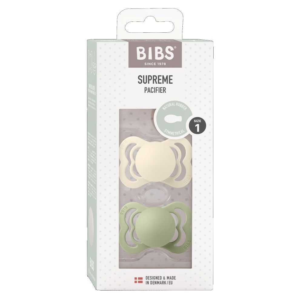 BIBS Supreme tutti 2-pack (koko 1), luonnonkumi - Ivory/Sage