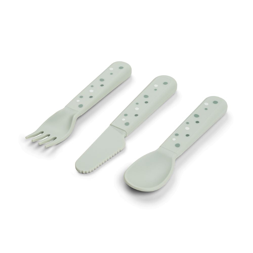 Foodie lasten aterinsetti happy dots green.