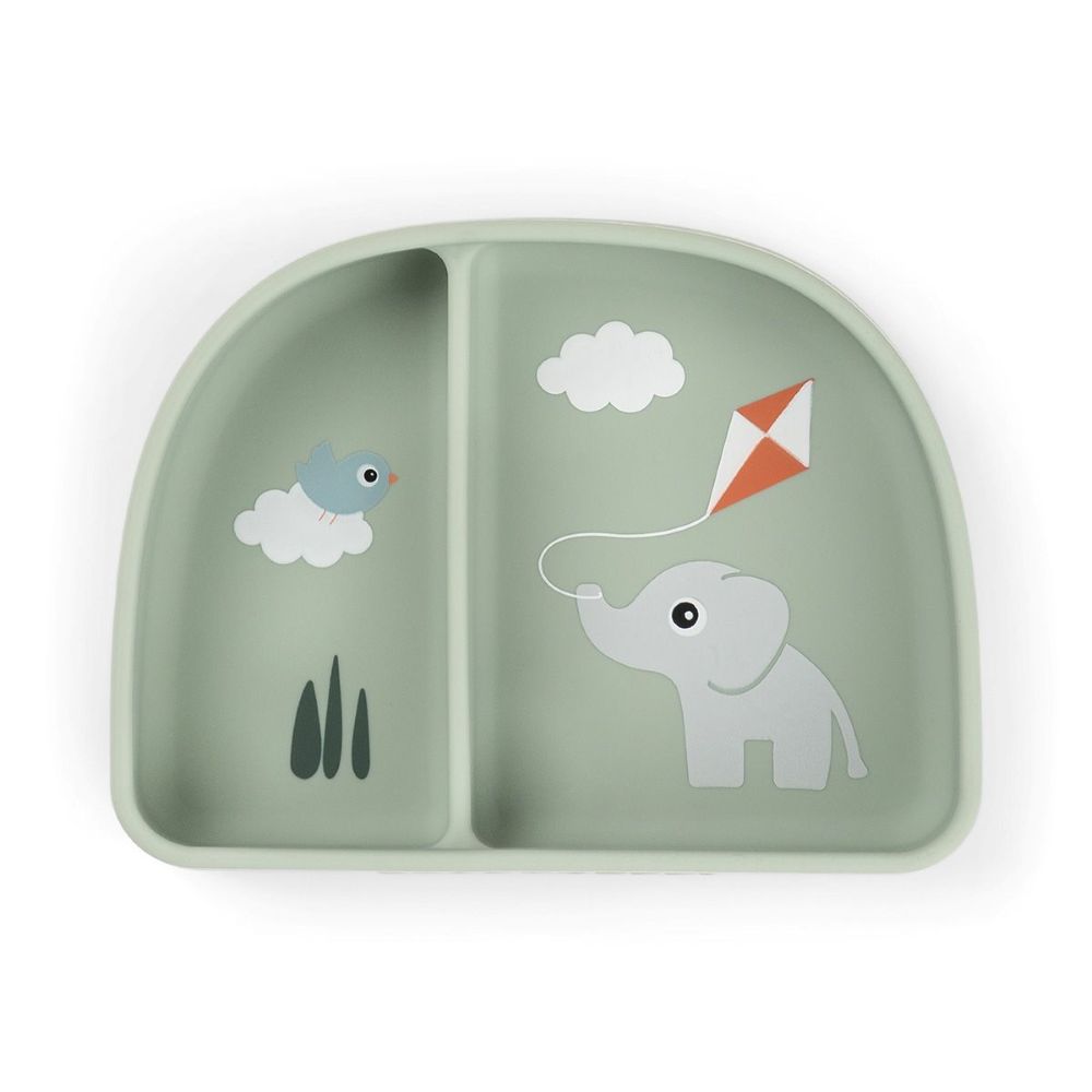 DONE BY DEER Silikoninen lokerokulho imukupilla Playground - Green