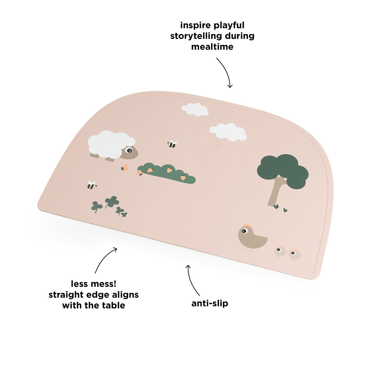 DONE BY DEER Silikoninen ruokailualusta Tiny Farm - Powder