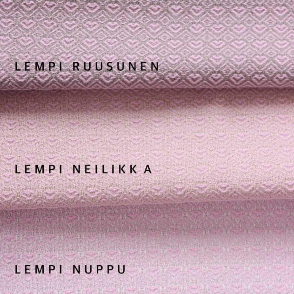 Liinalapsi Vanamo rengasliina sävyissä Nuppu, neilikka ja ruusunen.