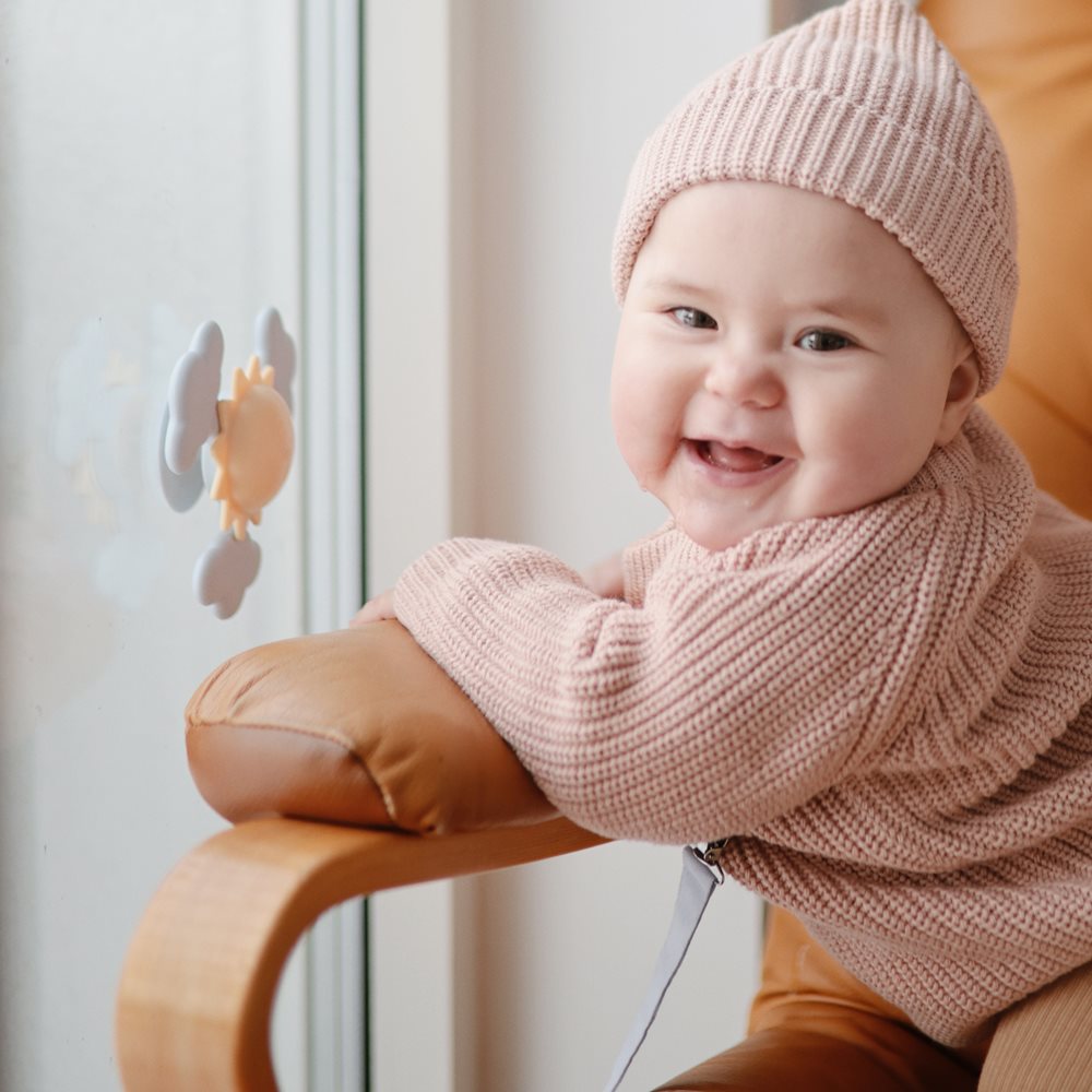 MUSHIE Aktiviteettilelu imukupilla Spinner Toy - Sunshine