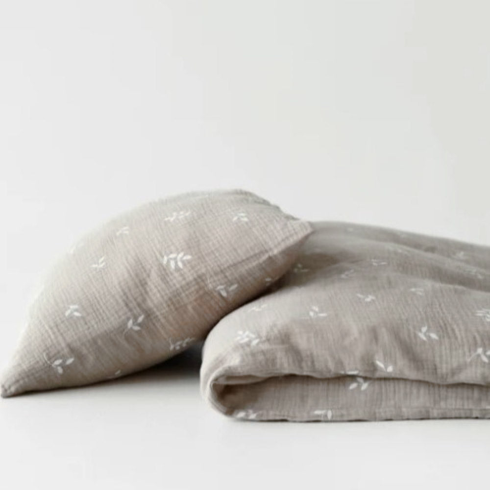 TISU Vauvan pussilakanasetti harso (85x125cm) - Taupe Beige Leaves